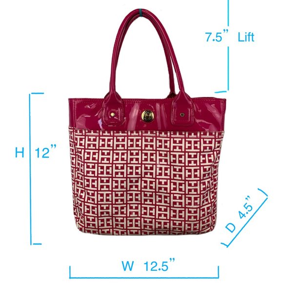Tommy Hilfiger Signature Pink Logo Large Tote Handbag Women's - Picture 10 of 15